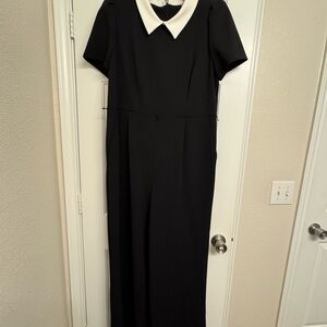 Classic Tommy Hilfiger Black Jumpsuit with White Peter Pan Collar